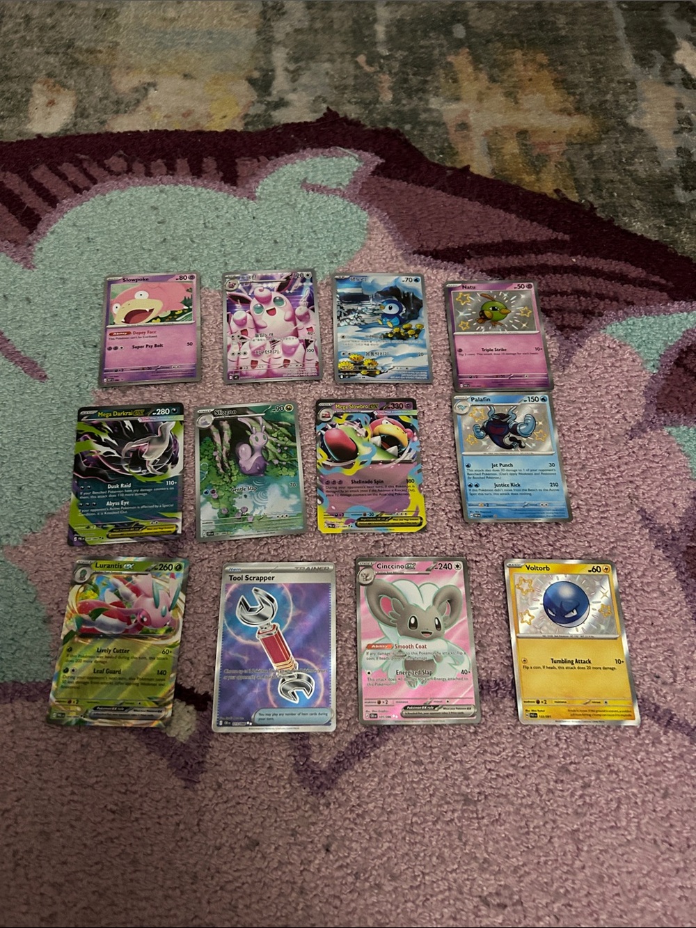 Pokémon TCG Mixed Card Lot - Pink, Blue, Green, Yellow